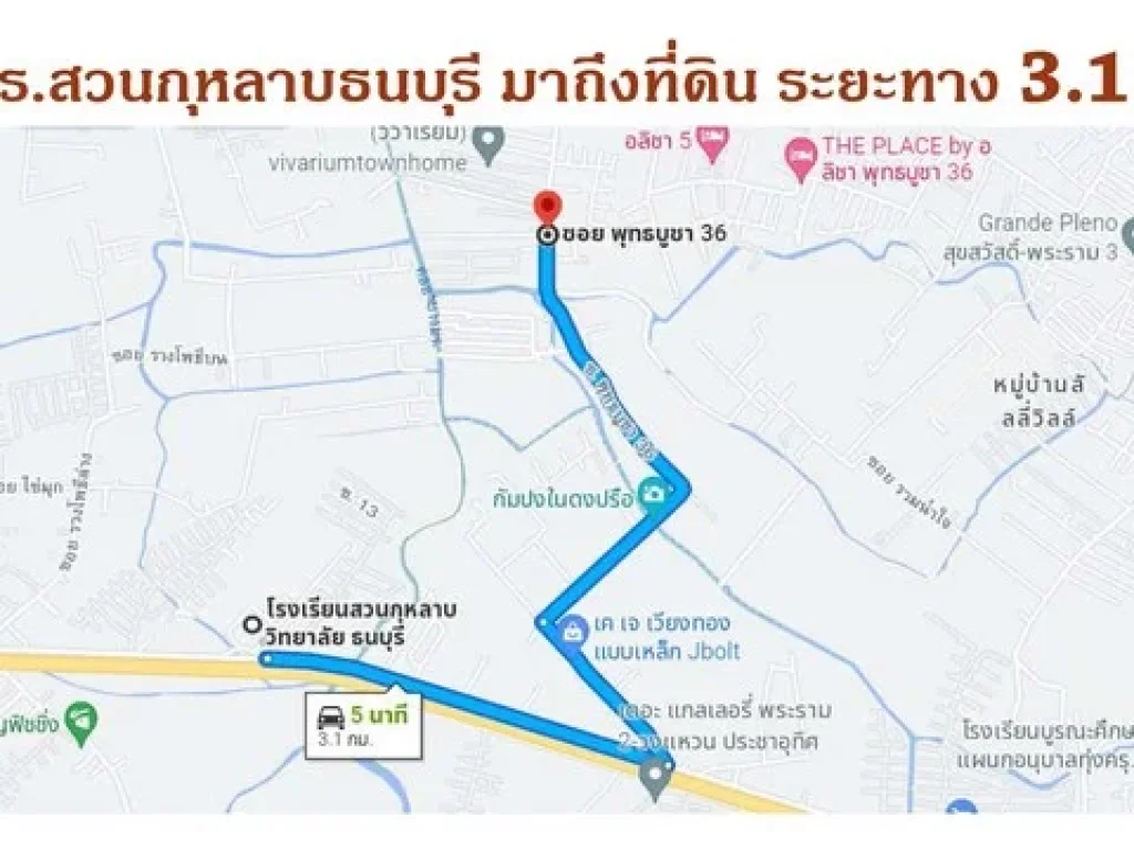 ขายที่ดินพุทธบูชา 36 เหมาะสร้างบ้าน ทำบ้านจัดสรร ร้านค้า