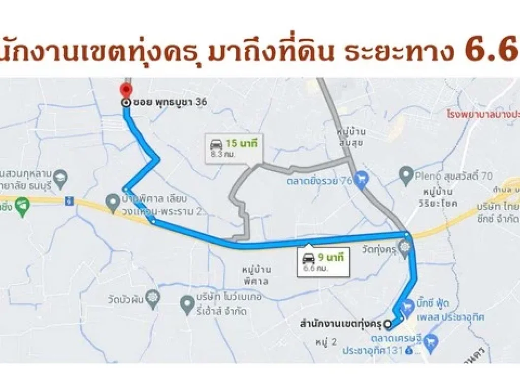 ขายที่ดินพุทธบูชา 36 เหมาะสร้างบ้าน ทำบ้านจัดสรร ร้านค้า