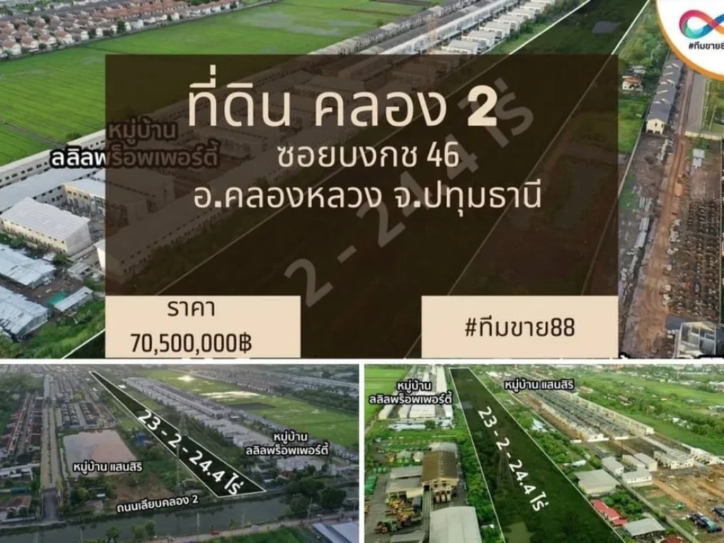 ขายที่ดิน ซอยบงกช 46 ตคลองสอง อคลองหลวง จปทุมธานี