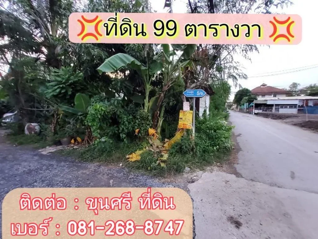 ขายด่วน ที่ดินถมแล้ว 99 ตารางวาเหมาะสร้างบ้านซอย ร่วมสุข 59 เมืองปทุมธานี