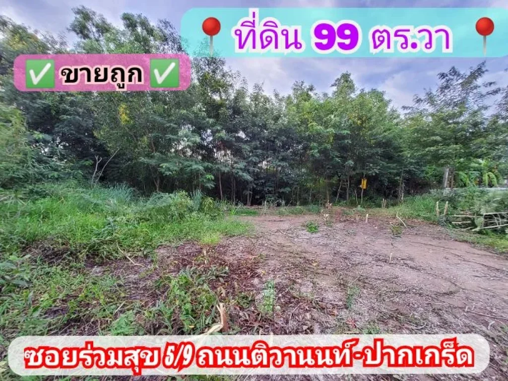 ขายด่วน ที่ดินถมแล้ว 99 ตารางวาเหมาะสร้างบ้านซอย ร่วมสุข 59 เมืองปทุมธานี