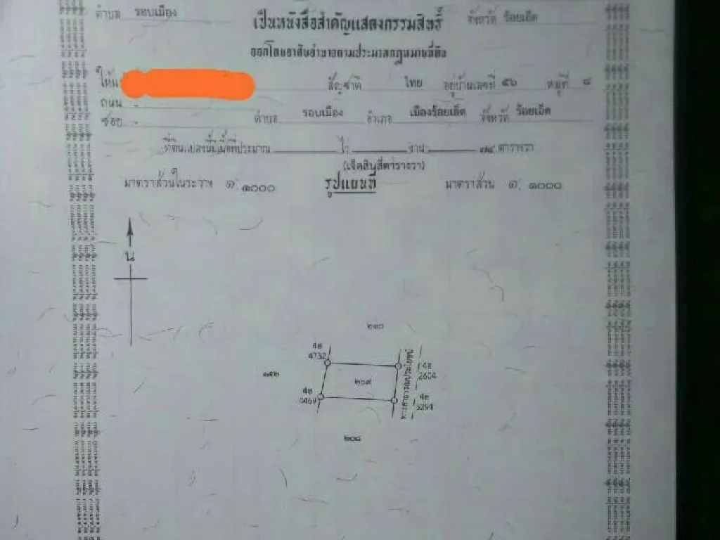 ขายที่ดินติดถนนสาธารณะในอำเภอเมือง จังหวัดร้อยเอ็ด เหมาะสร้างที่อยู่อาศัย