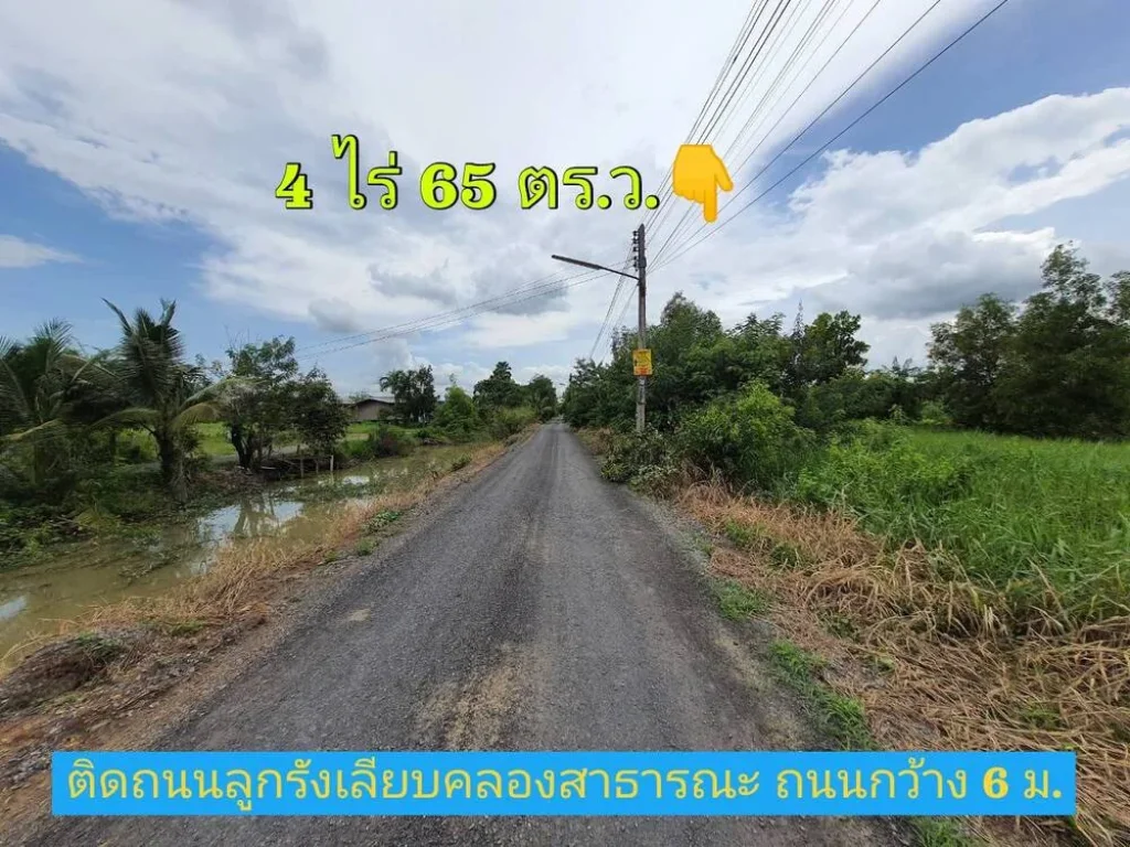 ขายถูกมาก ที่ดินสร้างบ้านสวน 4 ไร่เศษติดถนนเลียบคลองสาธารณะ คลอง 11 อหนองเสือ