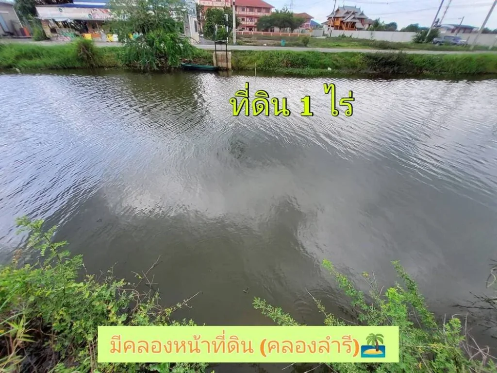 ขายด่วน ที่ดินเลียบคลองลำรี 1 ไร่ ติดถนนคอนกรีตสาธารณะวิวคลองลำรี อบางบัวทอง