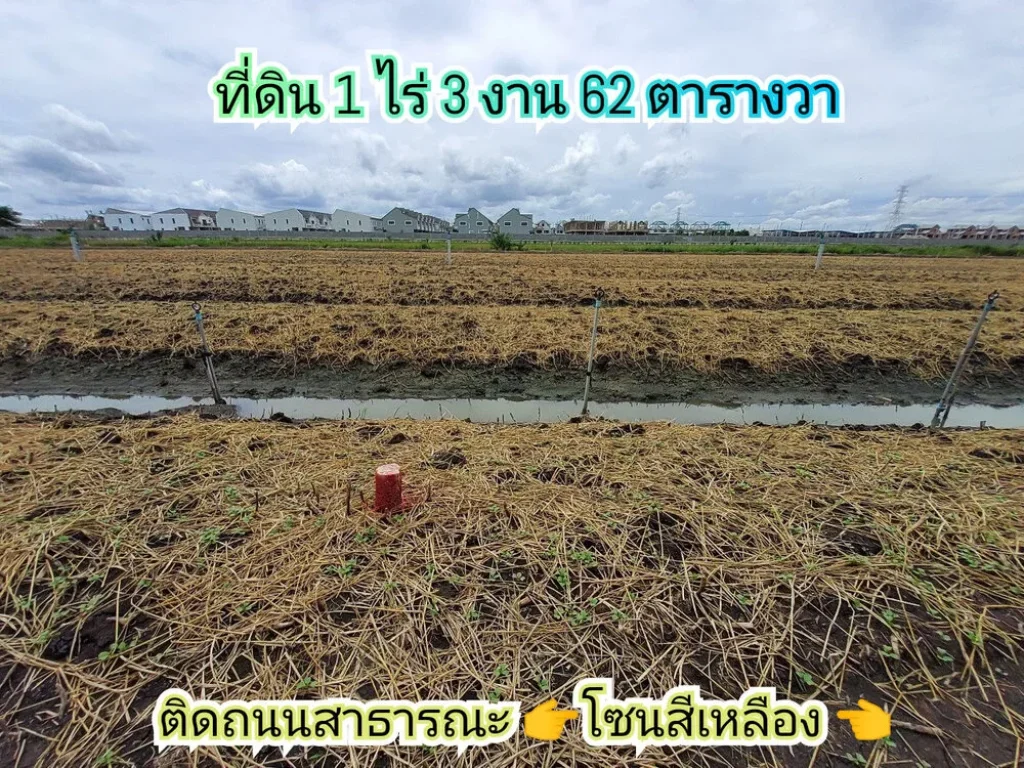 ขายที่ดิน 1-3-62 ไร่ติดถนนสาธารณะโซนสีเหลืองตคลองขวาง อไทรน้อย