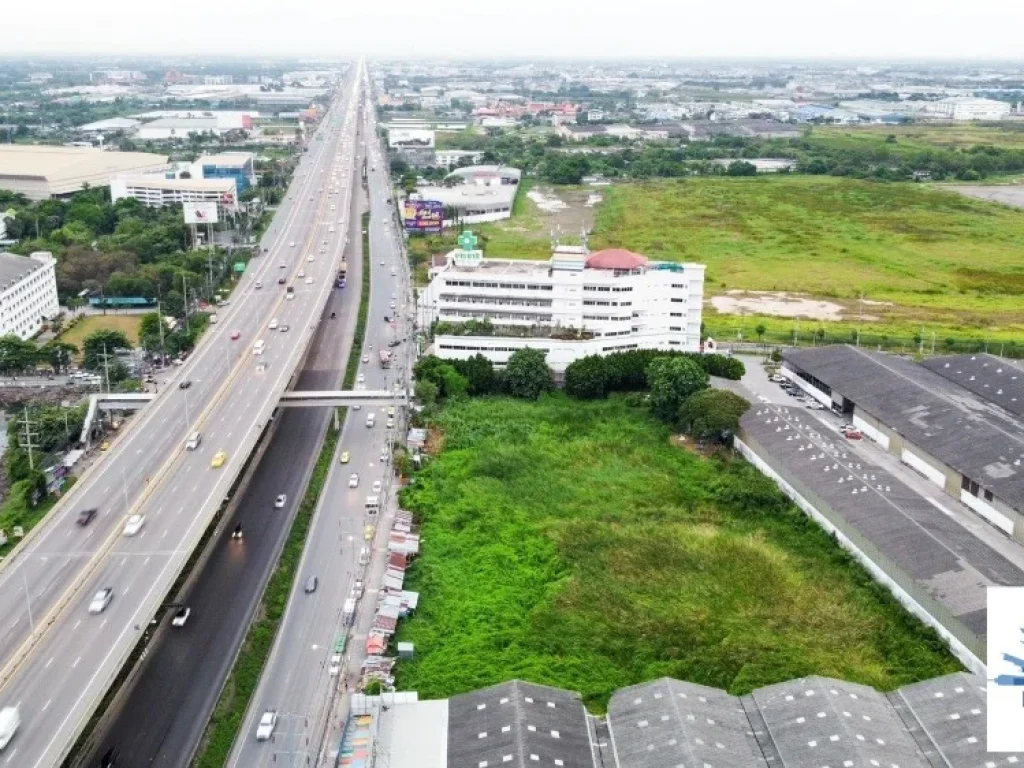 ขายที่ดินทำเลสวยติดถนนใหญ่ รูปสี่เหลี่ยมผืนผ้า เนื้อที่ 8 ไร่กว่า ใกล้ โรงพยาบาลบางนา ทางด่วน