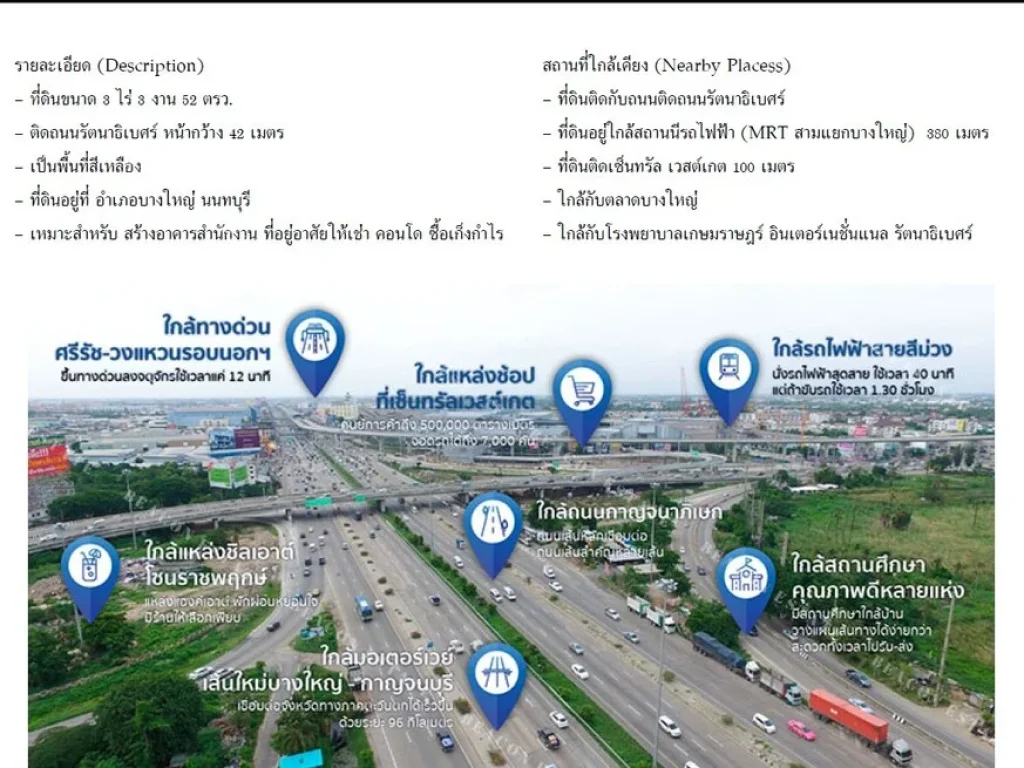 ขายที่ดินติดเซ็นทรัล เวสต์เกต ทำเลทอง อำเภอบางใหญ่ จนนทบุรี