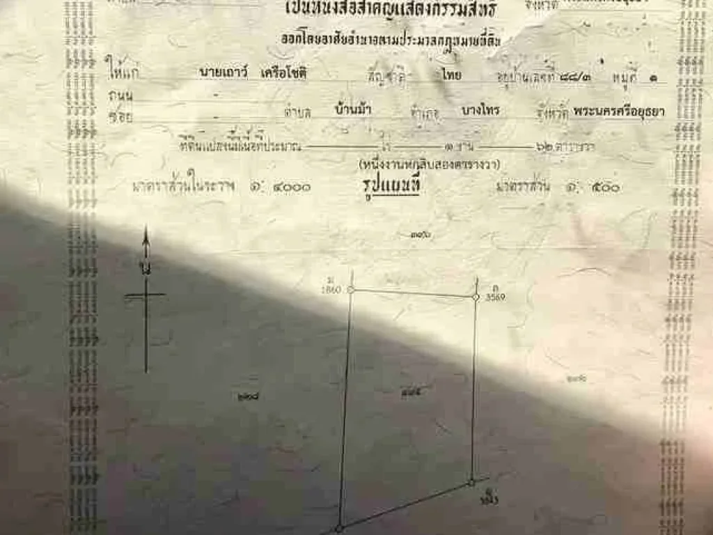 ขายด่วนอพาร์ทเม้น ราคาพิเศษ ใกล้แหล่งชุมชน อบางไทร อยุธยา