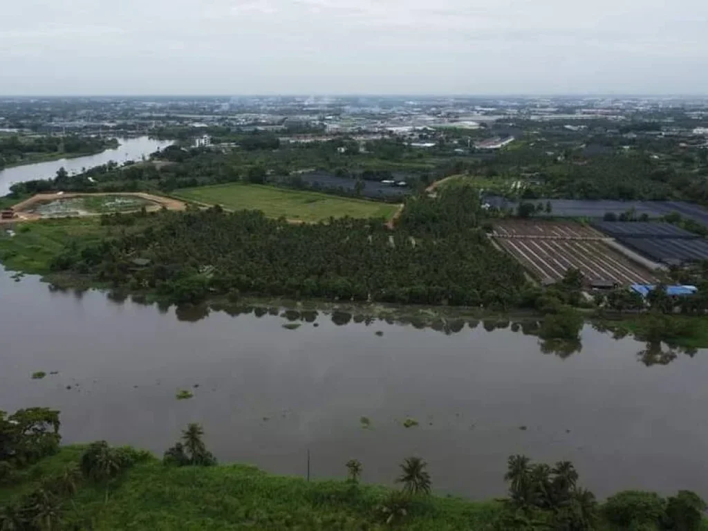 ขายที่ดินริมน้ำ ที่ติดแม่น้ำท่าจีน สามพราน นครปฐม มี 2แปลง 10ไร่ กับ 12ไร่ ไร่ละ 499 ล้าน ใกล้เส้นเพชรเกษม อ้อมใหญ่ เหมาะทำร้านอาหารริมน้ำ โกดัง