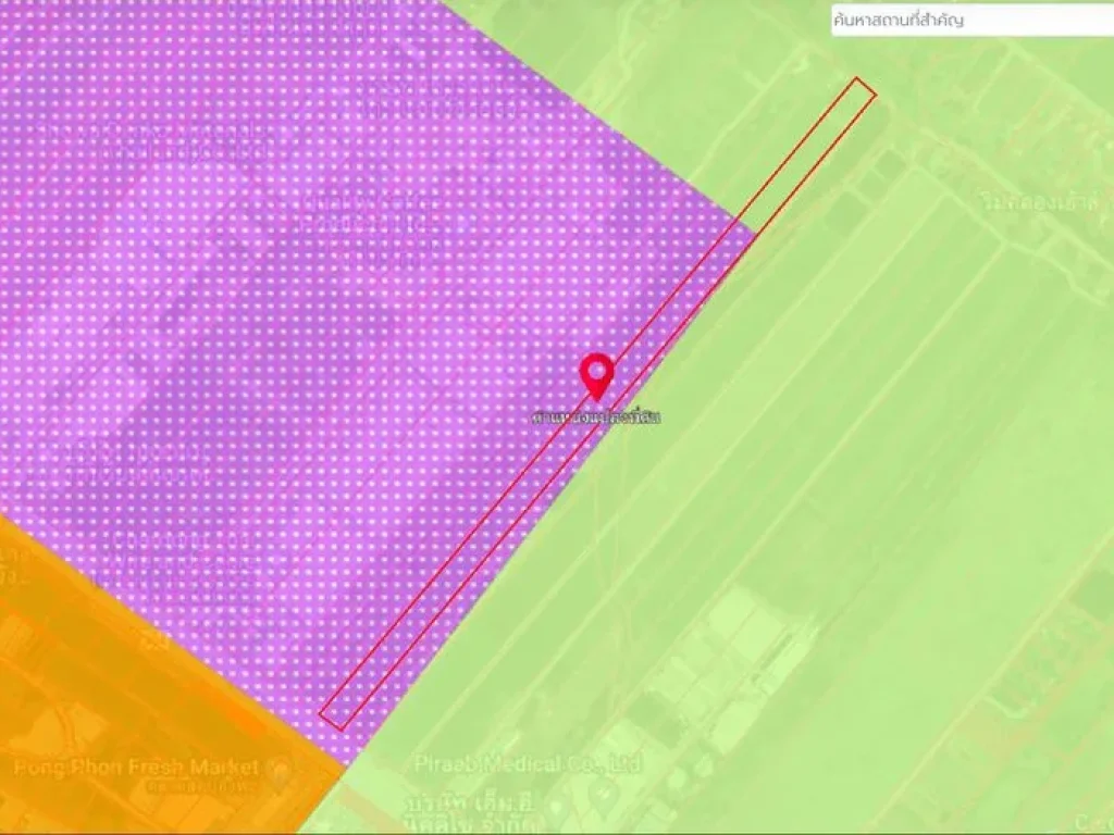 ขายที่ดินสีม่วงลาย ตรงข้าม ตลาดปองพล 28 ไร่ ติดถนนสุวินทวงศ์ กว้าง 41 มลึก 1200 ม ด้านหลังติดคลองนครเนื่องเขต