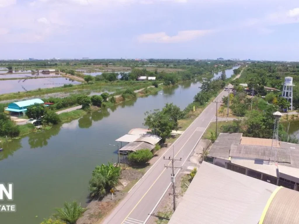 ขาย ที่ดิน 1 ไร่กว่า ถมแล้ว ติดถนนเลียบคลอง เขตโรงเข้ บ้านแพ้ว สมุทรสาคร ใกล้ถนนพระราม2