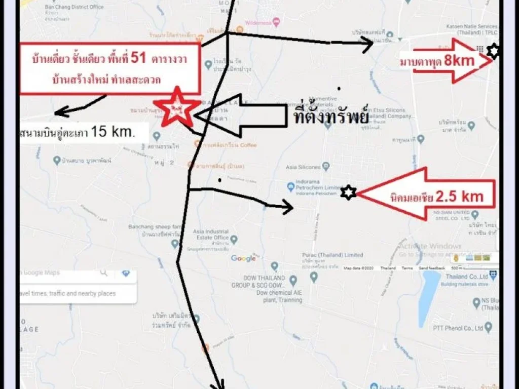 บ้านเดี่ยว สร้างใหม่ พื้นที่ 512 ตรวา 3 ห้องนอน 2 ห้องน้ำ พิกัดบ้านฉาง ใกล้วัดประชุมมิตร และนิคมฯมาบตาพุด