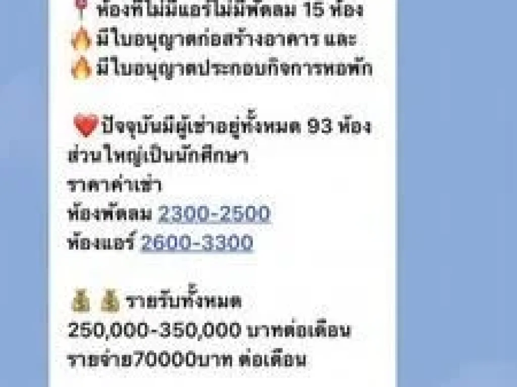 ขาย หอพัก ใกล้ มบูรพา 140 ห้อง 1-3-0 ไร่ 70 ล้านบาท