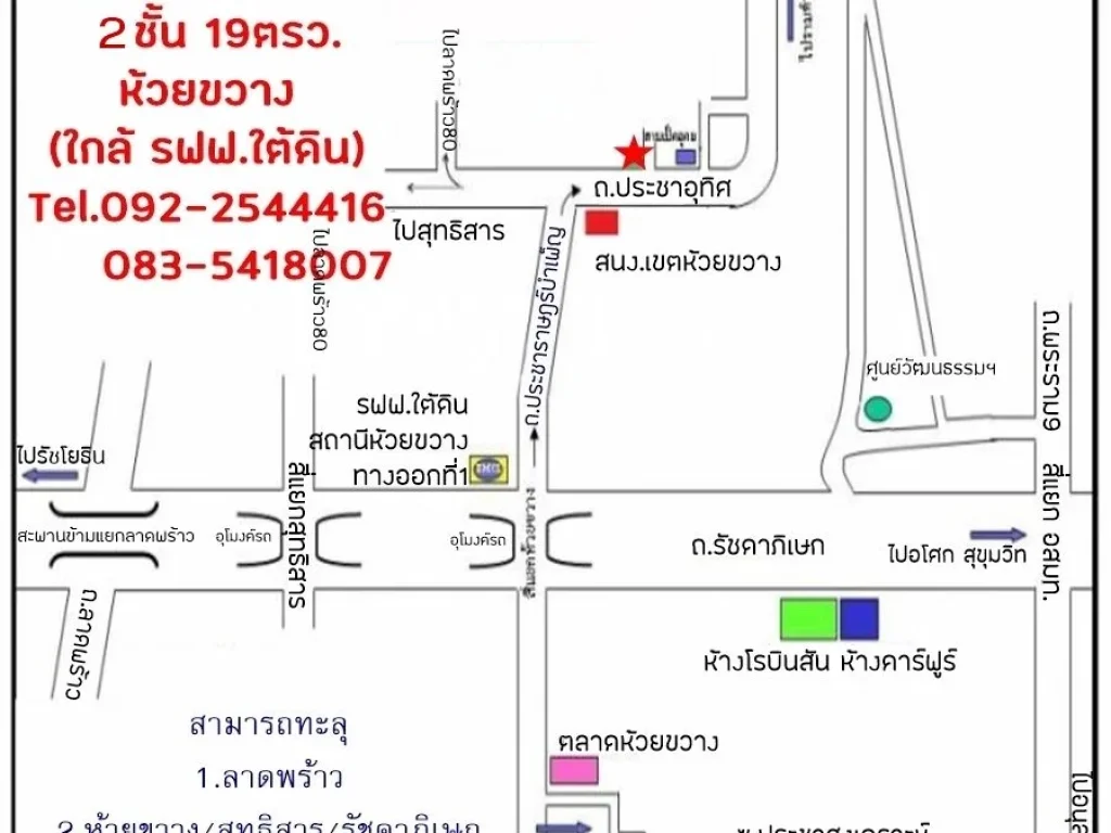 ขายพร้อมผู้เช่า ตึกแถว2ชั้น 19ตรว ติดถนนประชาราษฎร์บำเพ็ญ ห้วยขวาง น่าลงทุน