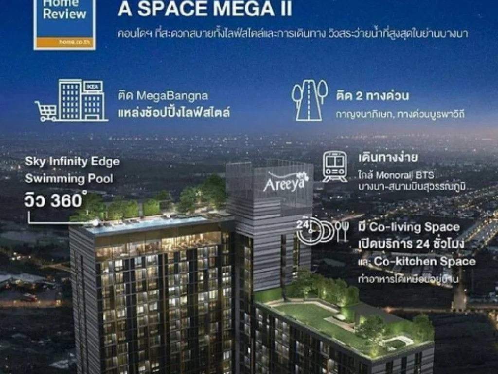 ขายดาวน์เท่าทุน A Space Mega 2 ติด MEGA Bangna 1 ห้องนอน ทิศตะวันออก วิวสวน และห้องมุมส่วนตัว