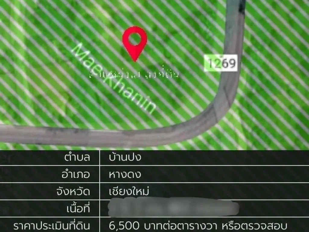 ขายที่ดินติดลำธาร ด้านหน้าติดถนนหลัก 348 ตรว อหางดง เชียงใหม่