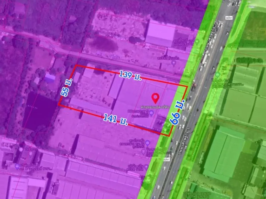 ขายที่ดิน 5-0-86 ไร่ ผังที่ดิน สีม่วง ติดถนนเศรษฐกิจ 1 สร้างโรงงาน โกดังได้ คลองมะเดื่อ กระทุ่มแบน สมุทรสาคร