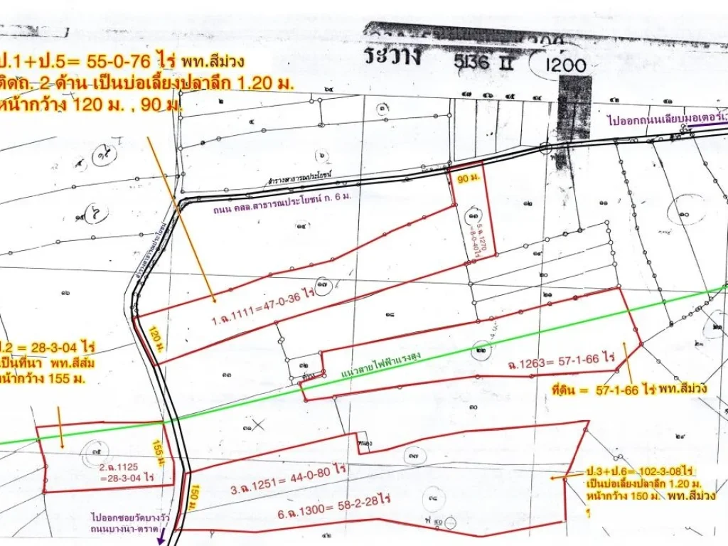 ขายที่ดินพื้นที่สีม่วง 215 ไร่ บางนา กม39 บางปะกง ฉะเชิงเทรา