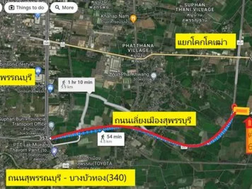 ที่ดิน 6-3-21 ไร่ ติดเลี่ยงเมืองพรรณบุรี ใกล้แยกโคกโคเฒ่า