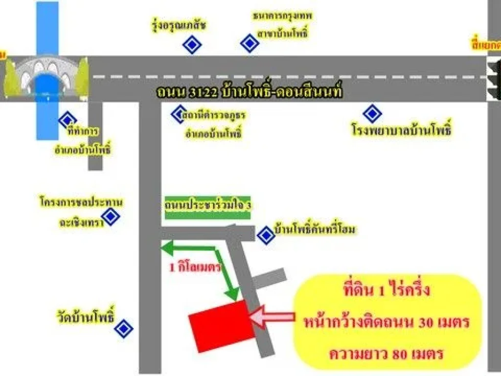 ขายที่ดิน 1 ไร่ครึ่งราคา 2 ล้านบาท ตบ้านโพธิ์ อบ้านโพธิ์ จฉะเชิงเทรา