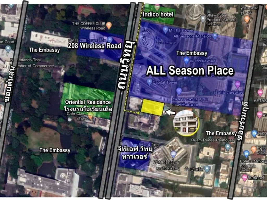 เช่าตึกแถว ถนน วิทยุ หลังศูนย์นาฬิกาโรเล็กซ์ Rent a commercial building on Witthayu Road behind the Rolex Center