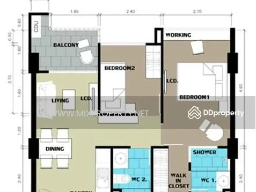 ให้เช่า 2 ห้องนอน Airlink Residence ร่มเกล้า ลาดกระบัง ใกล้ สนามบินสุวรรณภูมิ