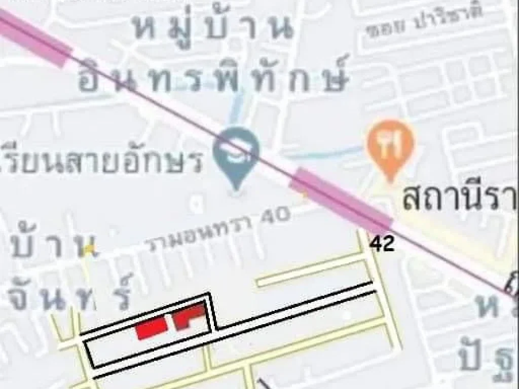 ที่ดินเปล่าซอยรามอินทรา42 แยก4 แนวรถไฟฟ้าสายสีชมพู