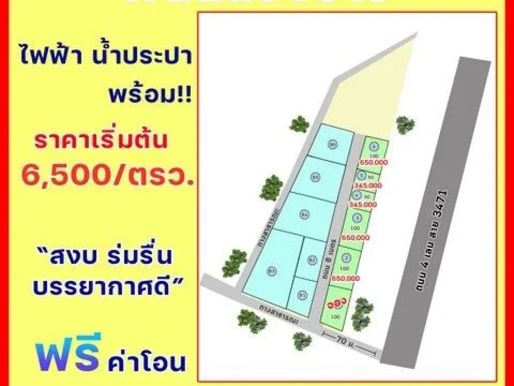 ที่ดินสวย ราคาถูก ทำเลดี ติดถนน 4 เลน บ้านค่าย ระยอง