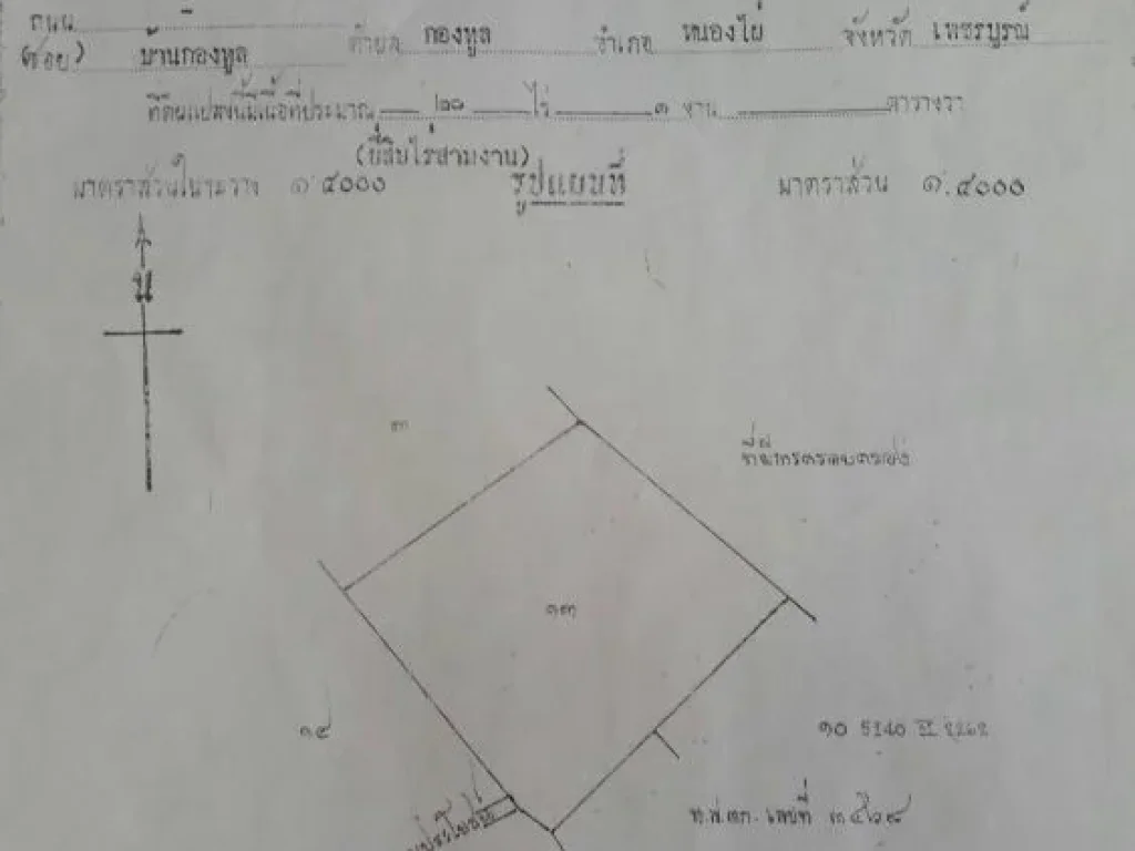 ขายที่ดินเพรชบูรณ์ อหนองไผ่ ตกองทูล ราคาไร่ล่100000