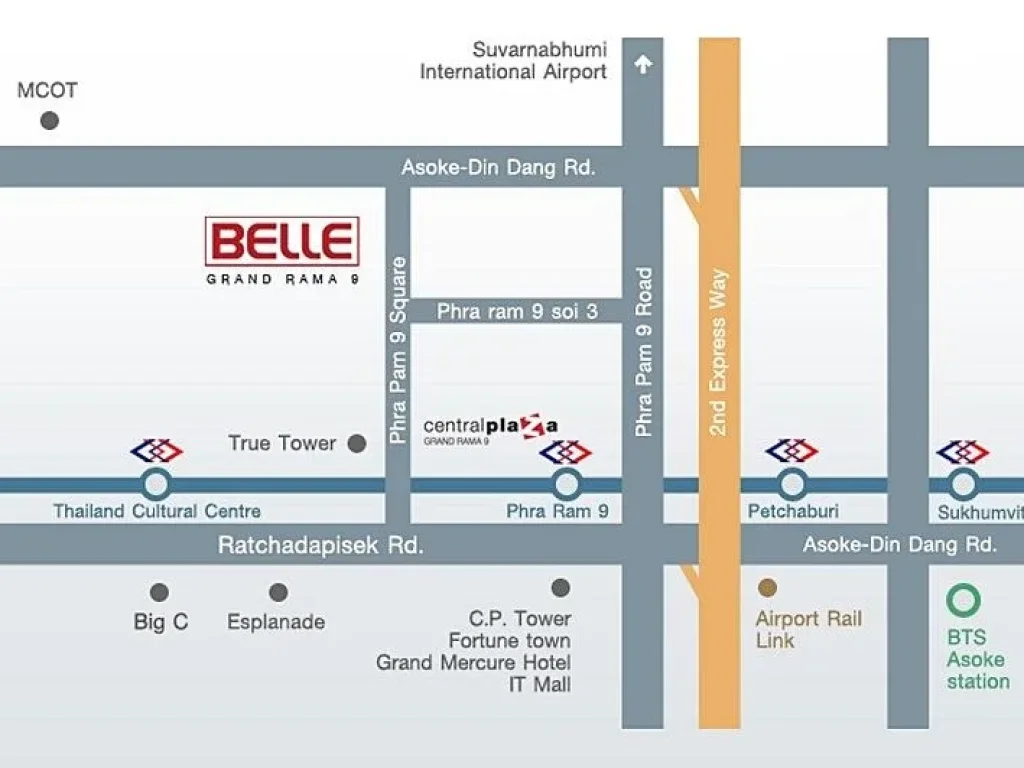 Condo Belle Grand Rama 9 ใกล้รถไฟฟ้า MRT พระราม 9 ห้องขนาด 485 ตารางเมตร 1 ห้องนอน ชั้น15 ตกแต่งครบ