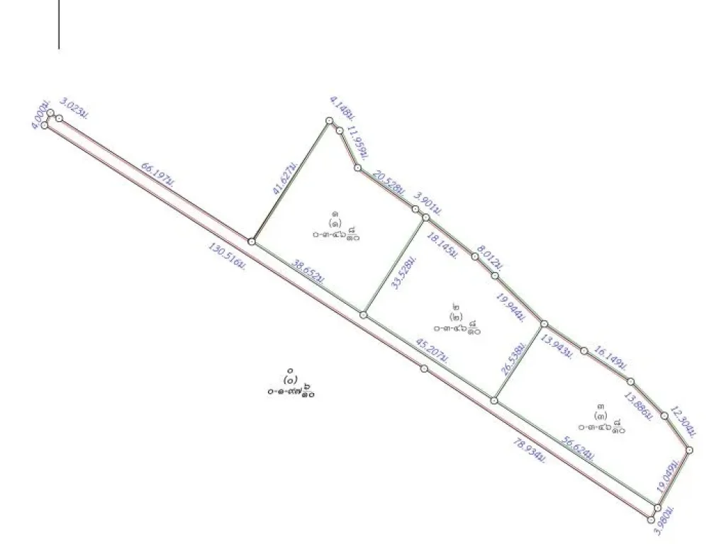 ที่ดิน 3468 ตรว มี 3 แปลงเท่ากัน ด้านหลังติดลำธาร