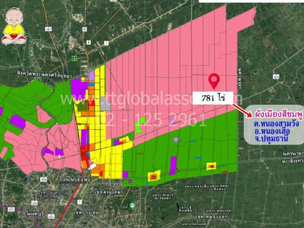 ขายด่วนที่ดินแปลงใหญ่ 781 ไร่ คลอง12 หนองเสือปทุมธานี