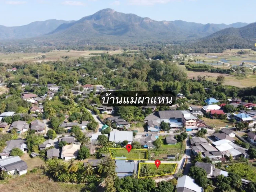 ขายที่ดิน 1009 - 1127 ตรว มี 2 แปลง ติดถนนคอนกรีต น้ำประปาและไฟฟ้าพร้อม ใกล้โรงพยาบาลแม่ออน