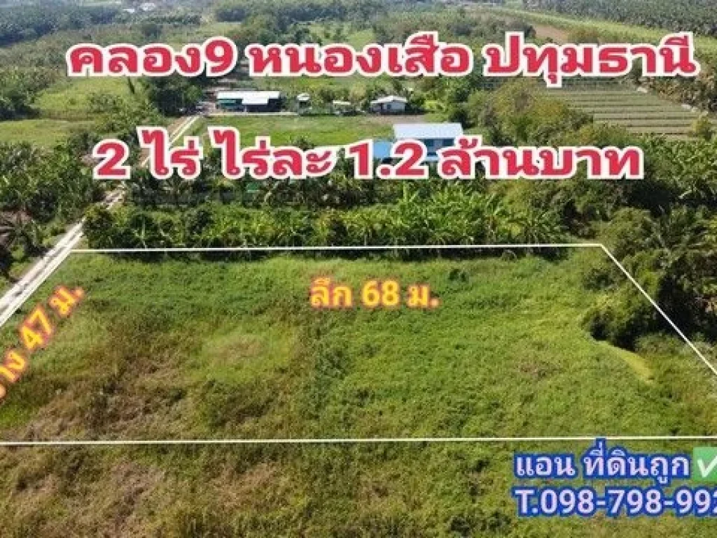 ที่ดินคลอง 9 หนองเสือ 2 ไร่ เข้ามาจากถนนรังสิต-นครนายกเพียง 36 กมเท่านั้น