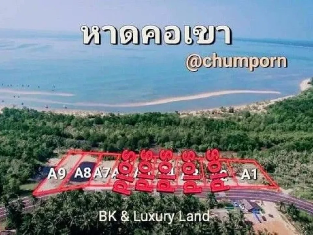 ขายที่ดิน หาดคอเขา หลังสวน ชุมพร ติดถนนเลียบชายหาด