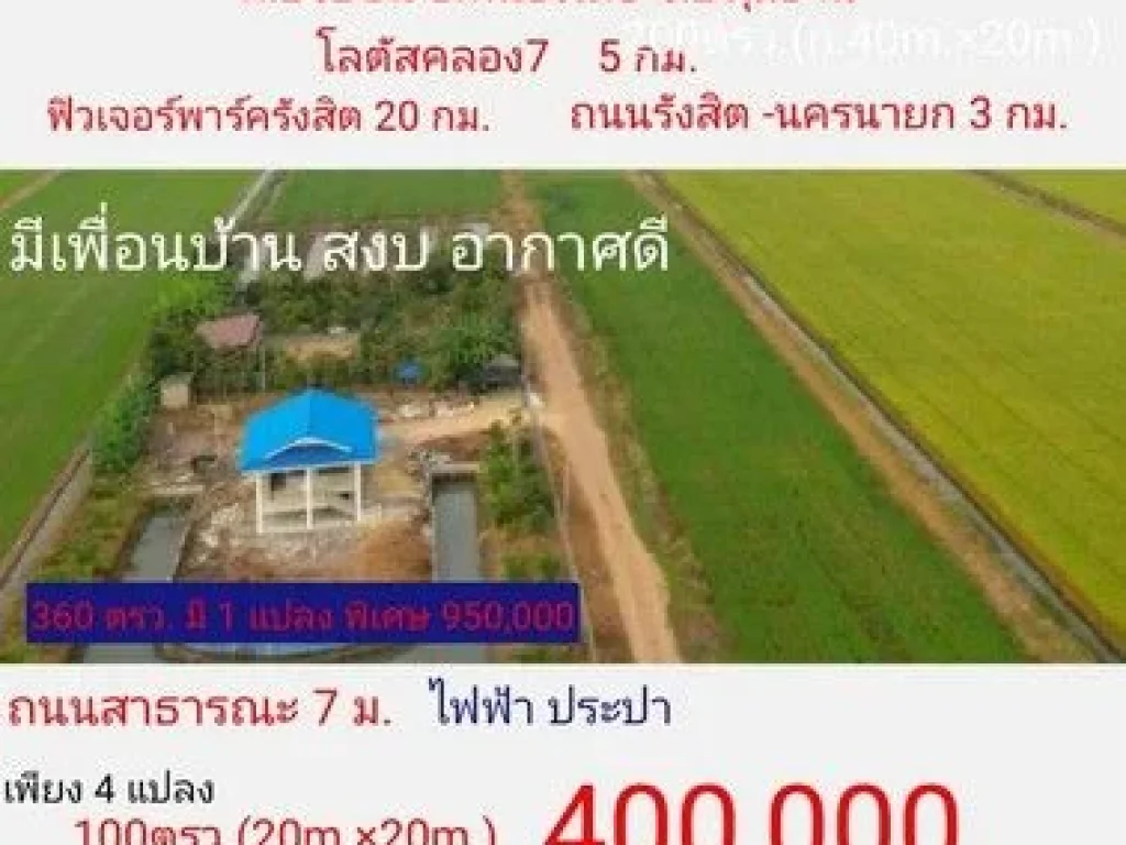 ที่ดินสวยราคาย่อมเยาว์แปลงเล็กน่ารัก คลอง8ตะวันออก บึงบอน13