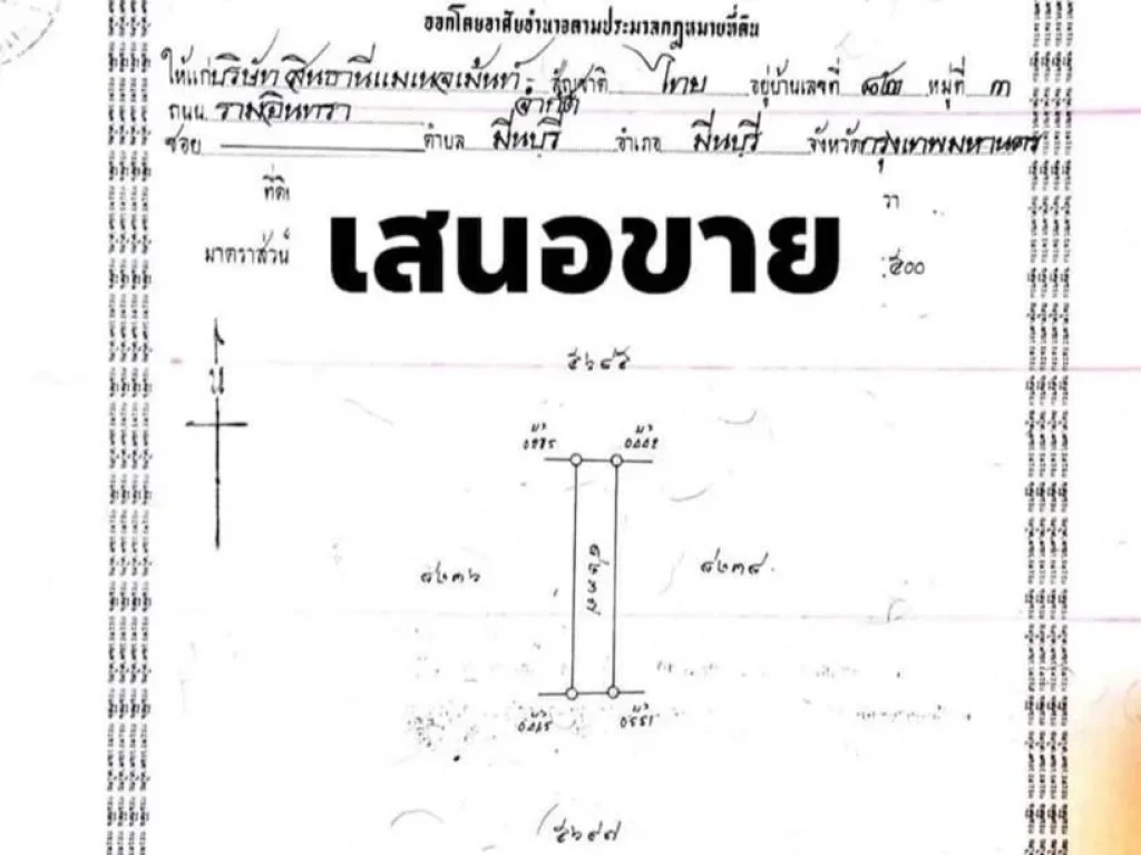 ขายตึกแถวติดฟู๊ดแลนด์ ถนนนวมินทร์ 101 ใกล้ BTS พร้อมอยู่