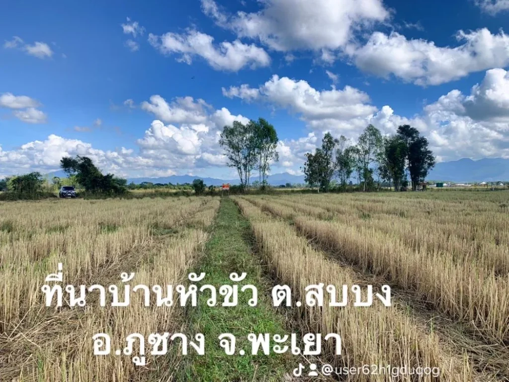 ขายที่นาบ้านหัวขัว 3-3-18 ไร่ ตสบบง อภูซาง จพะเยา