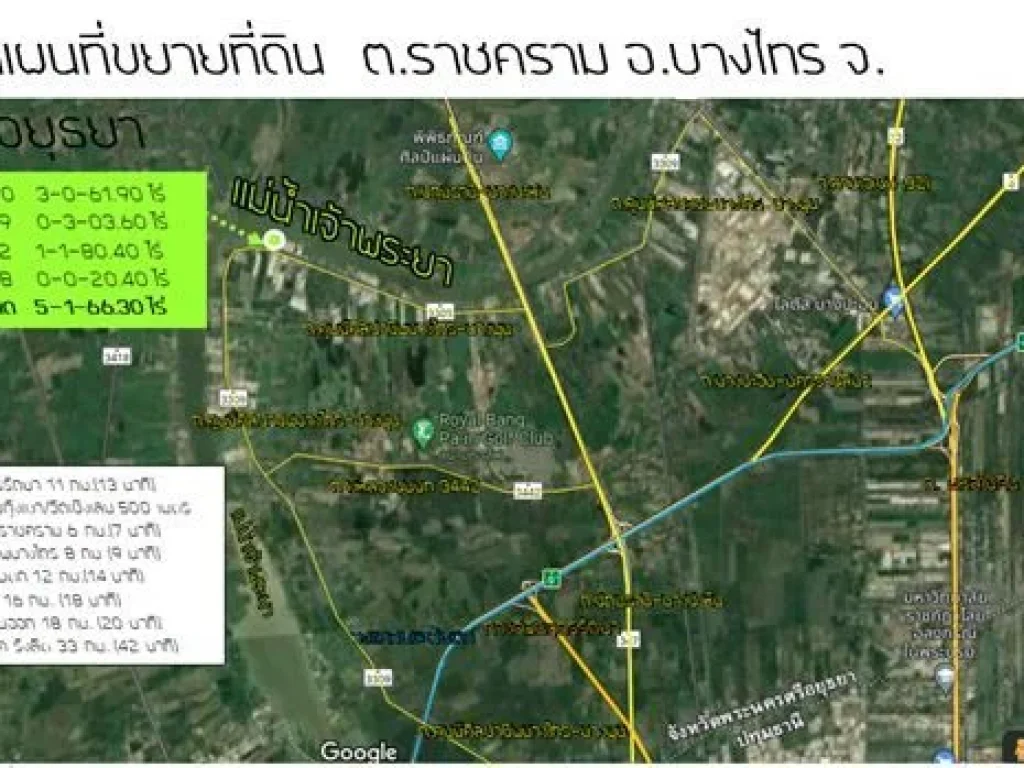 ขายที่ดิน ติดแม่น้ำเจ้าพระยา ติดถนนทางหลวง 3309