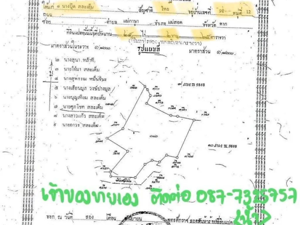 ประกาศขายที่ดินเปล่าเขตแม่กึ้ดหลวงกับแม่กาษา แม่สอด ทำเลทอง