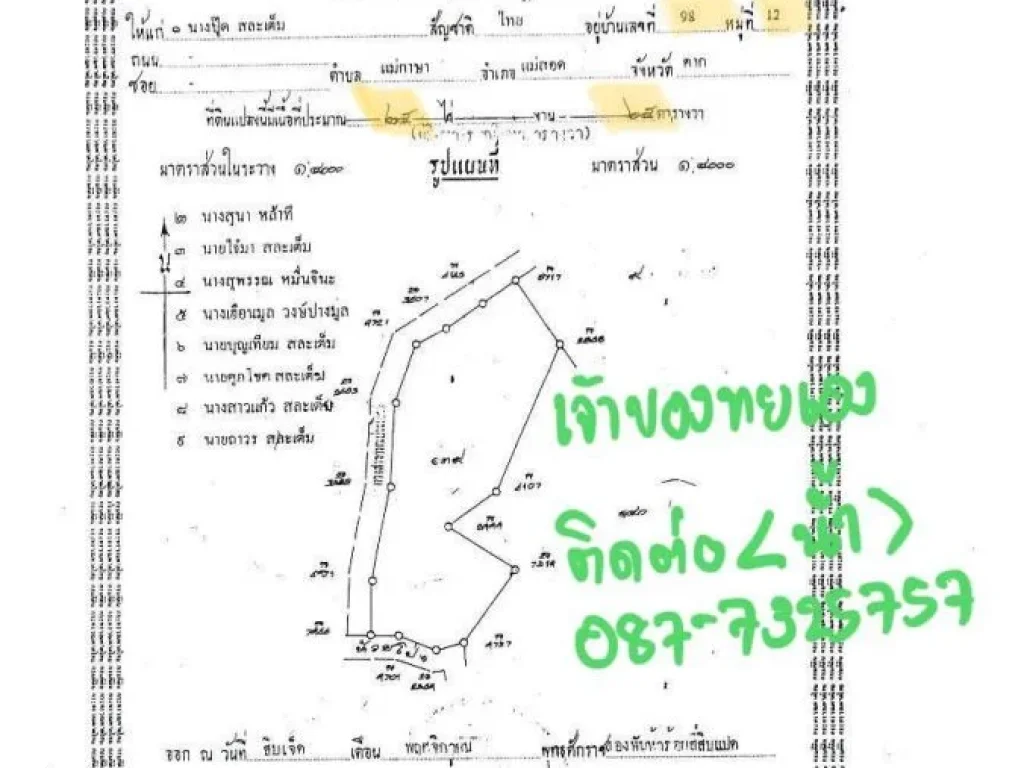 ประกาศขายที่ดินเปล่าเขตแม่กึ้ดหลวงกับแม่กาษา แม่สอด ทำเลทอง