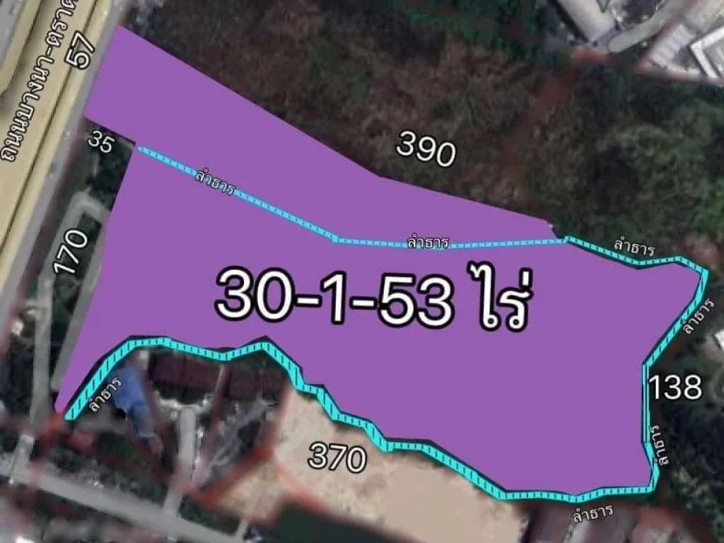 ขายที่ดินผังม่วง ติดถนนบางนาตราด 30-1-53 ไร่ อำเภอบางปะกง