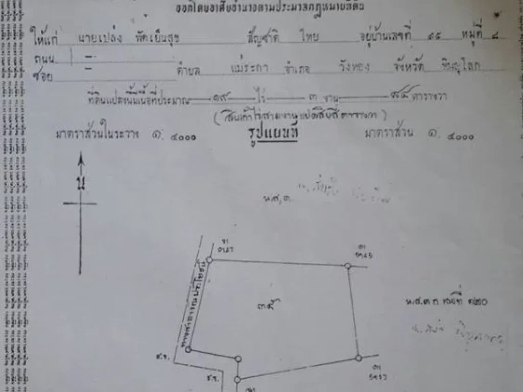 ขายที่ดิน 19 ไร่กว่า ตแม่ระกา อวังทอง จพิษณุโลก