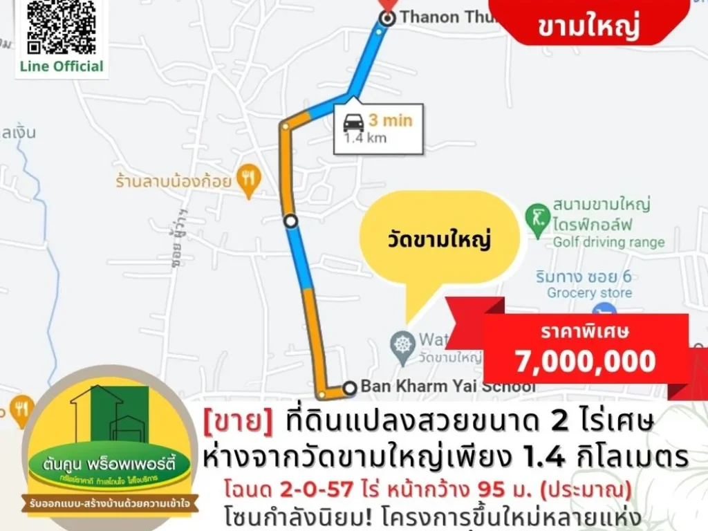 ขาย ที่ดินแปลงสวยขนาด 2 ไร่เศษ ถทุ่งหลวง