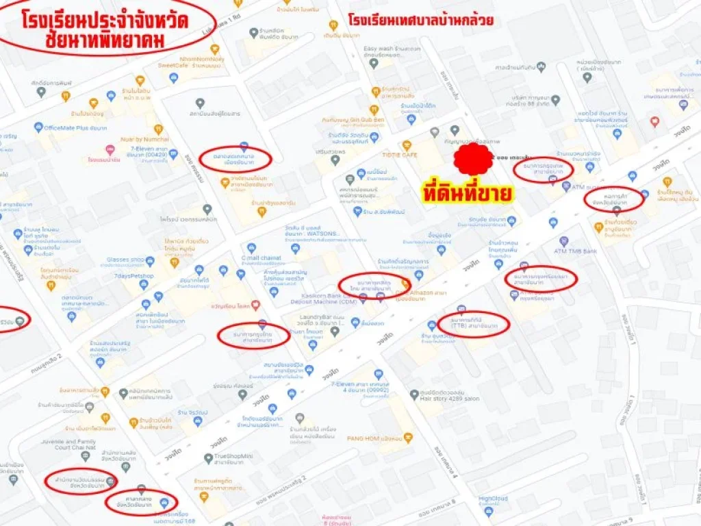 ที่ดินในตัวเมือง 908 ตรวา ติดตลาด และสถานที่สำคัญ จชัยนาท