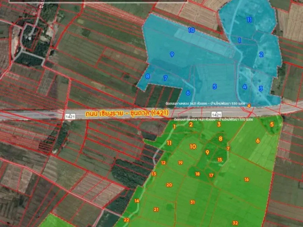 ที่ดิน 630 ไร่ แบ่งขาย 448 ไร่ กับ 182 ไร่ มีโฉนด