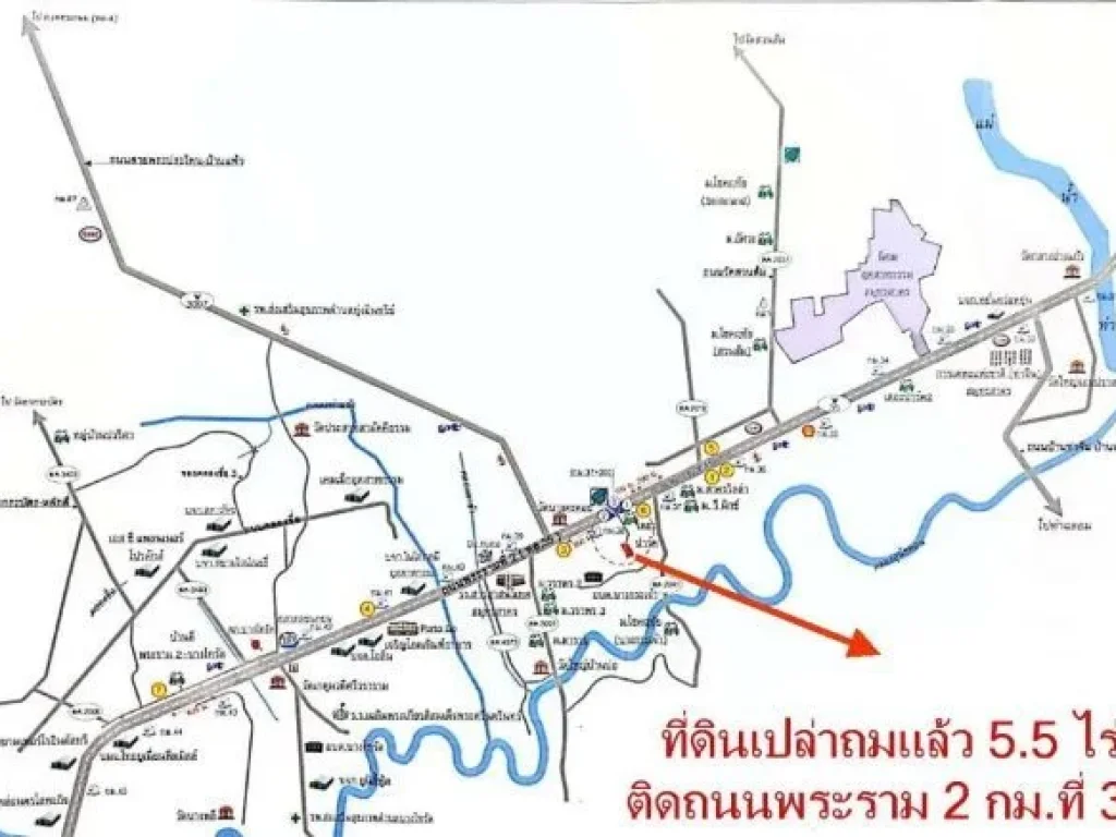 ที่ดินเปล่าถมแล้ว ด้านหน้าติดถนนพระราม 2 กม 38 เนื้อที่ 55