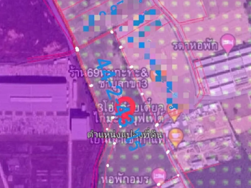 ขายที่ดิน 44-2-43 ไร่ ผังสีม่วงอ่อน มาบยางพร ปลวกแดง ระยอง