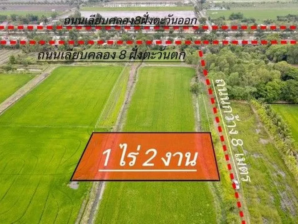 ขายที่ดินบึงชำอ้อ 1 ไร่ ถมแล้ว คลอง 8 เหมา 147 ล้านบาท