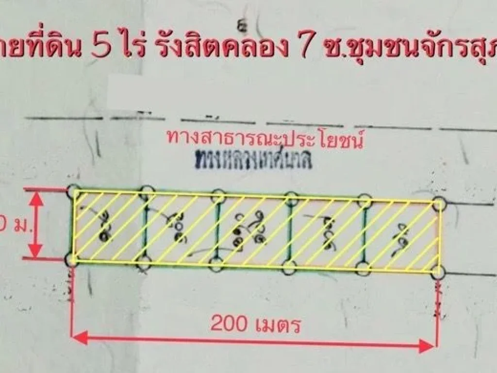 ขายที่ดิน 5 ไร่ รังสิตคลอง7 ซอยชุมชนจักรสุภา